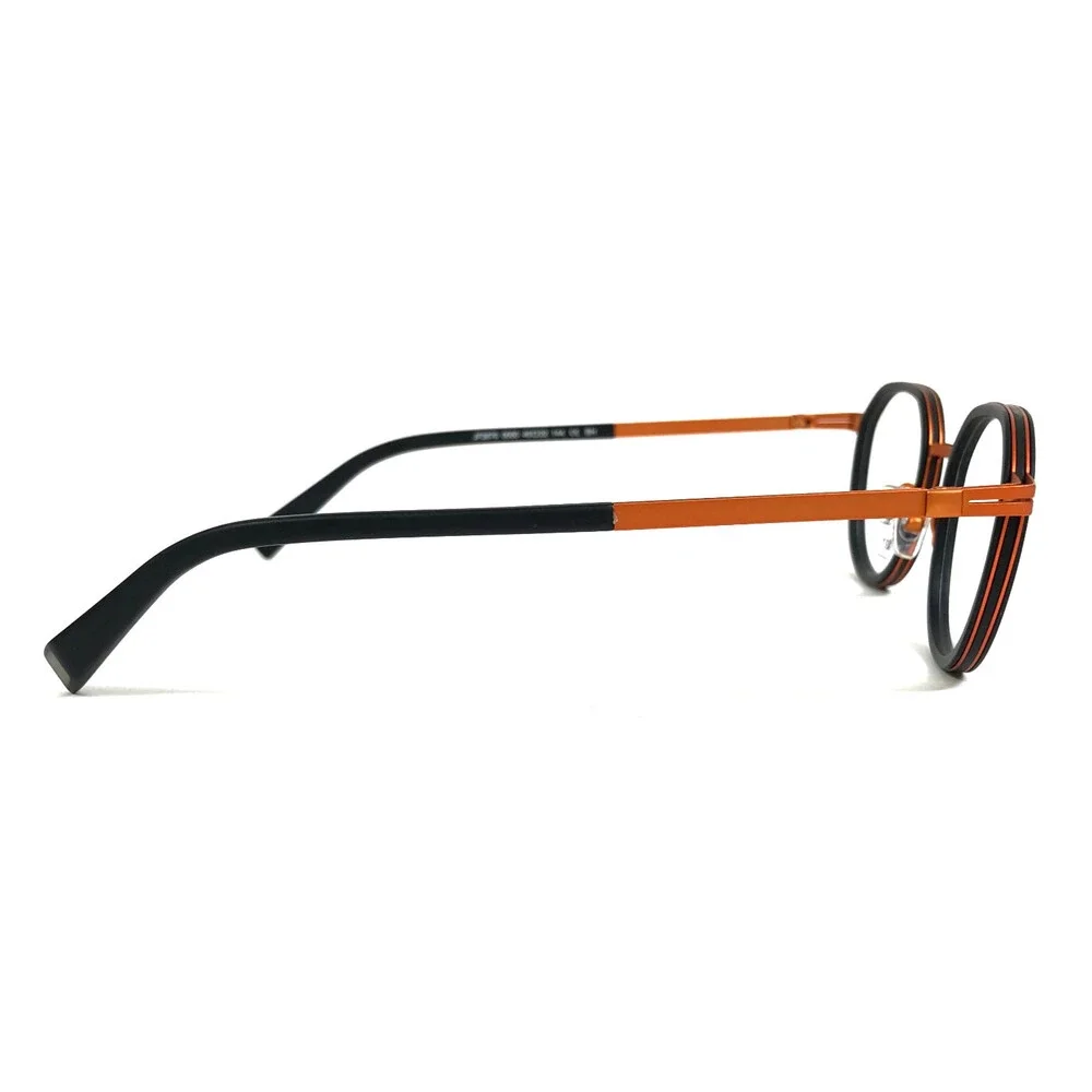 J. F. Rey Eyeglasses Frames JF2876 0060 Black Orange Round Full Rim 49-22-144